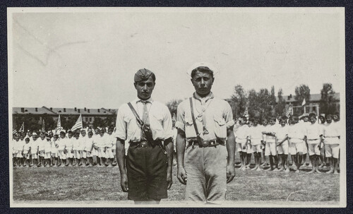 Two scouts at the athletic-field assembly. Alexandropol, c. 1923–1926.