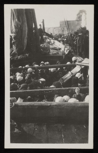 Children packed on a ship's deck, c. 1922–1923