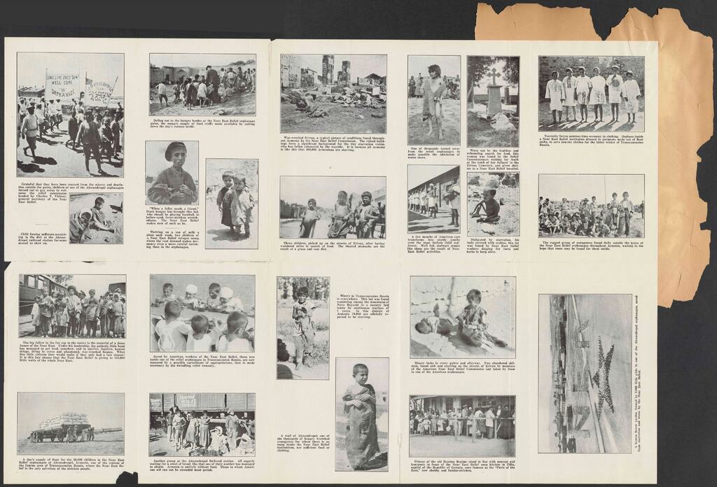 Near East Relief pictorial page: famine and relief in the Caucasus, Erivan (Yerevan) and Alexandropol (Gyumri), c. 1920.