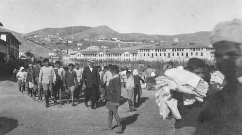 Clean-up day at Syra orphanage with Mr. Regal, 1926