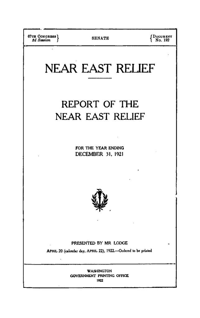NER Report to Congress, 1921