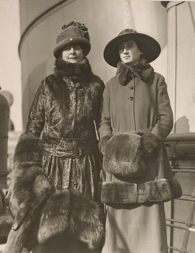 Mrs. Bernard M. Baruch and daughter, Belle Baruch, sailing on the relief boat 
