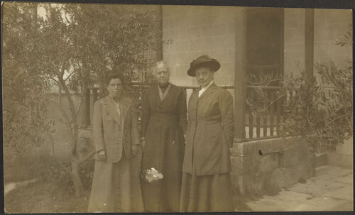 Dr. Caroline Hamilton with two women, American Hospital, Aintab