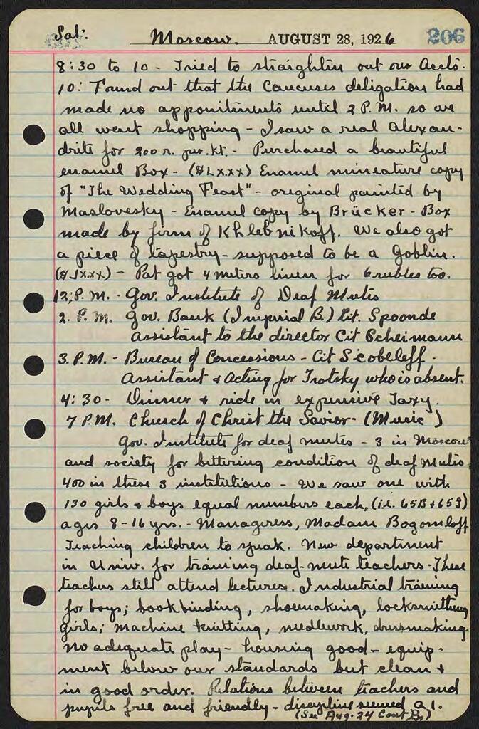 Barclay Acheson Diary, 1926 Part 2 (Aug 1926–Jan 1927)