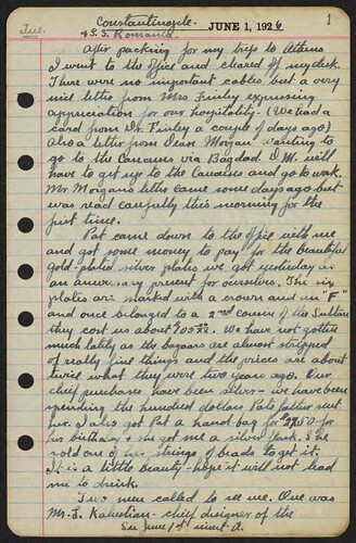 Barclay Acheson Diary, 1926 Part 1 (Jun–Aug 1926)