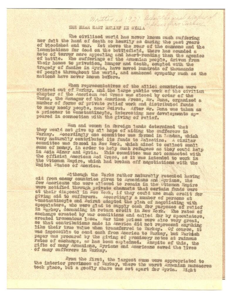 History of NER in Syria, Sept. 1921