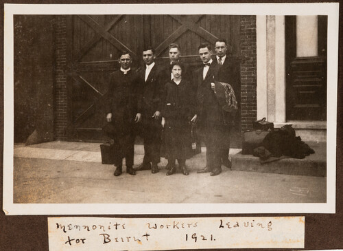 The Mennonite Relief Commission party poses before sailing for Beirut. New York, 1921.