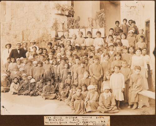 Greek orphans from Diarbekir gather at the day nursery. Beirut, July 1922.