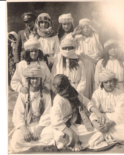 Armenian girls act out their years among the Arabs. Ismid, 1921–22.