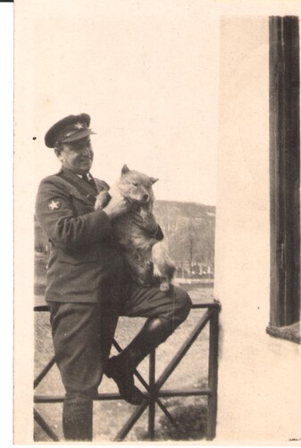 Moffett holds Chang on the orphanage veranda. Ismid, 1921–22.