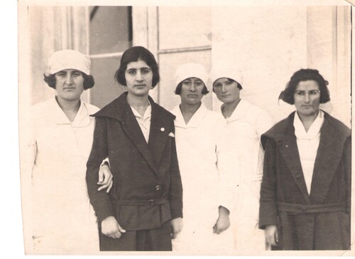 Girls from the orphanage train as nurses. Athens, c. 1923.